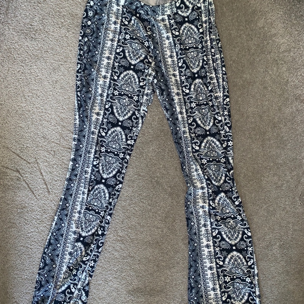 Navy & White Flare Pants
